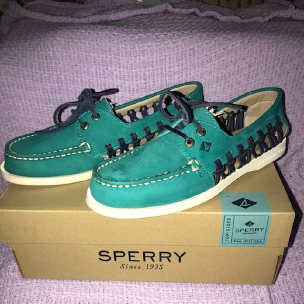 Teal Sperrys EUC sz 5